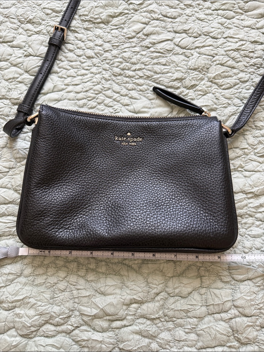 kate spade black pebbled leather crossbody bag with adjustable strap - Picture 8 of 9